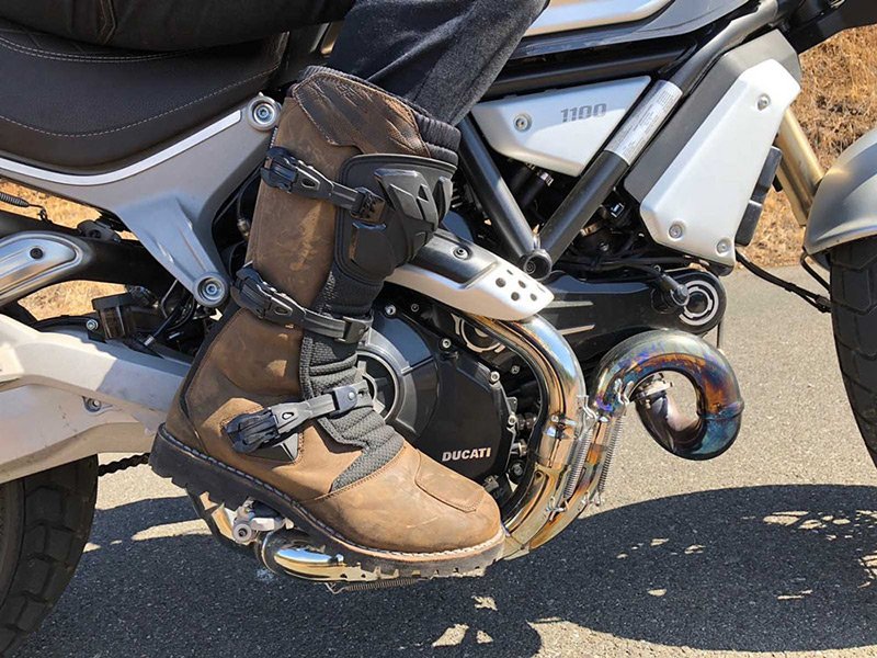 Around-the-world motorcycle trip TCX Drifter boot